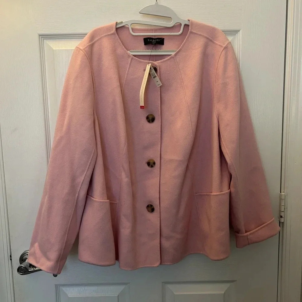 ! Talbots Double Faced Luxuriously Soft Wool Jacket Light Pink